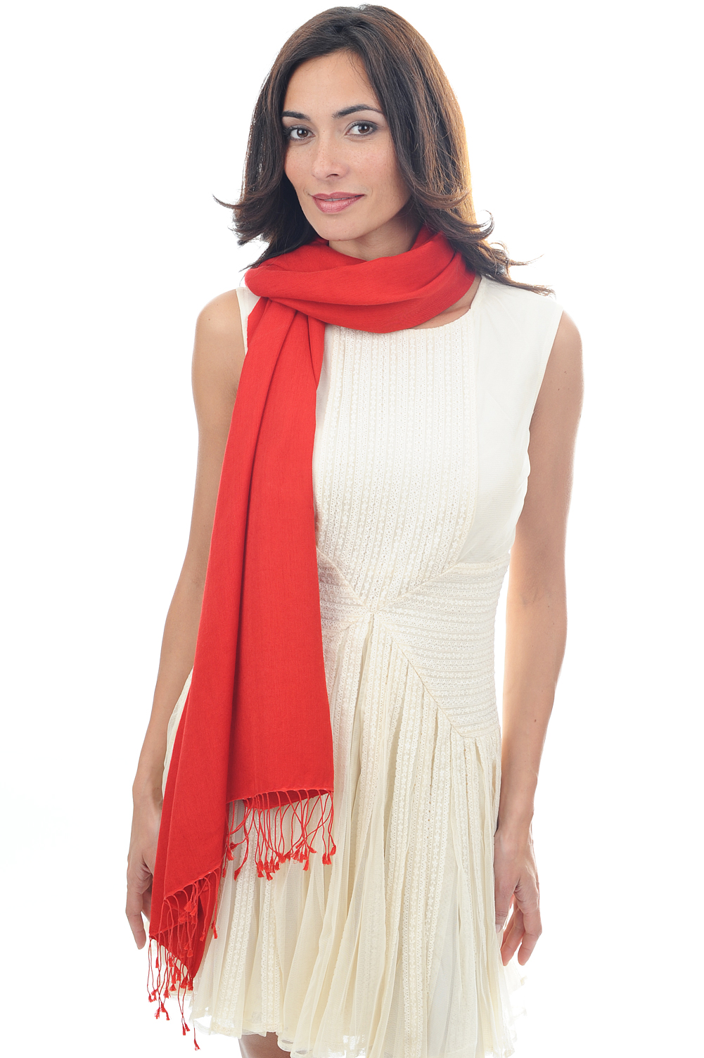 Cashmere & Silk ladies shawls platine flashing red 201 cm x 71 cm